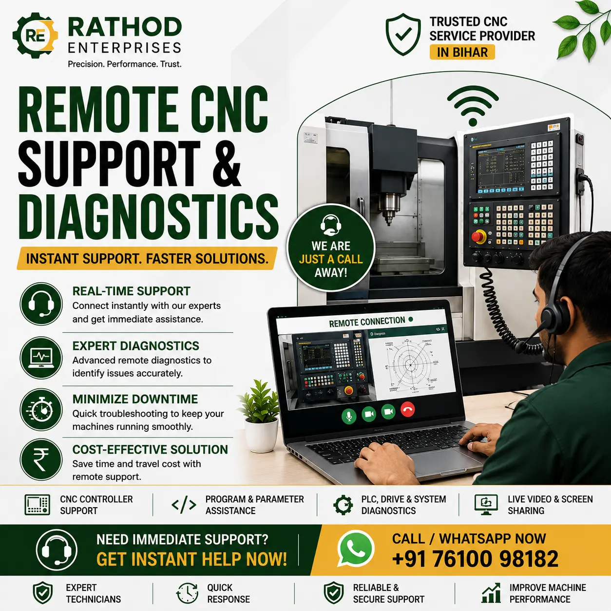 Remote CNC Machine Support & Diagnostics Services in Bihar